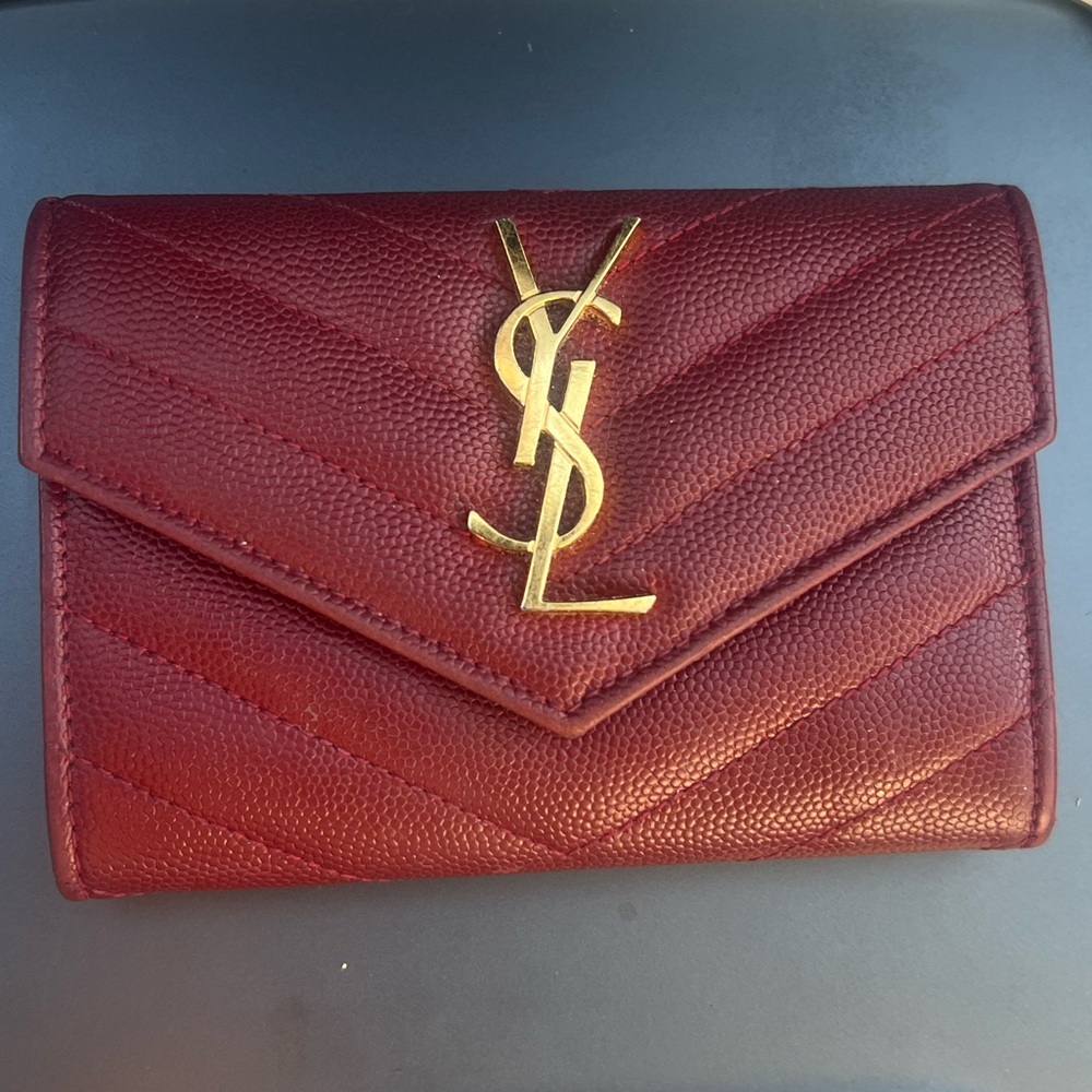 Yves Saint Laurent Red Leather Wallet